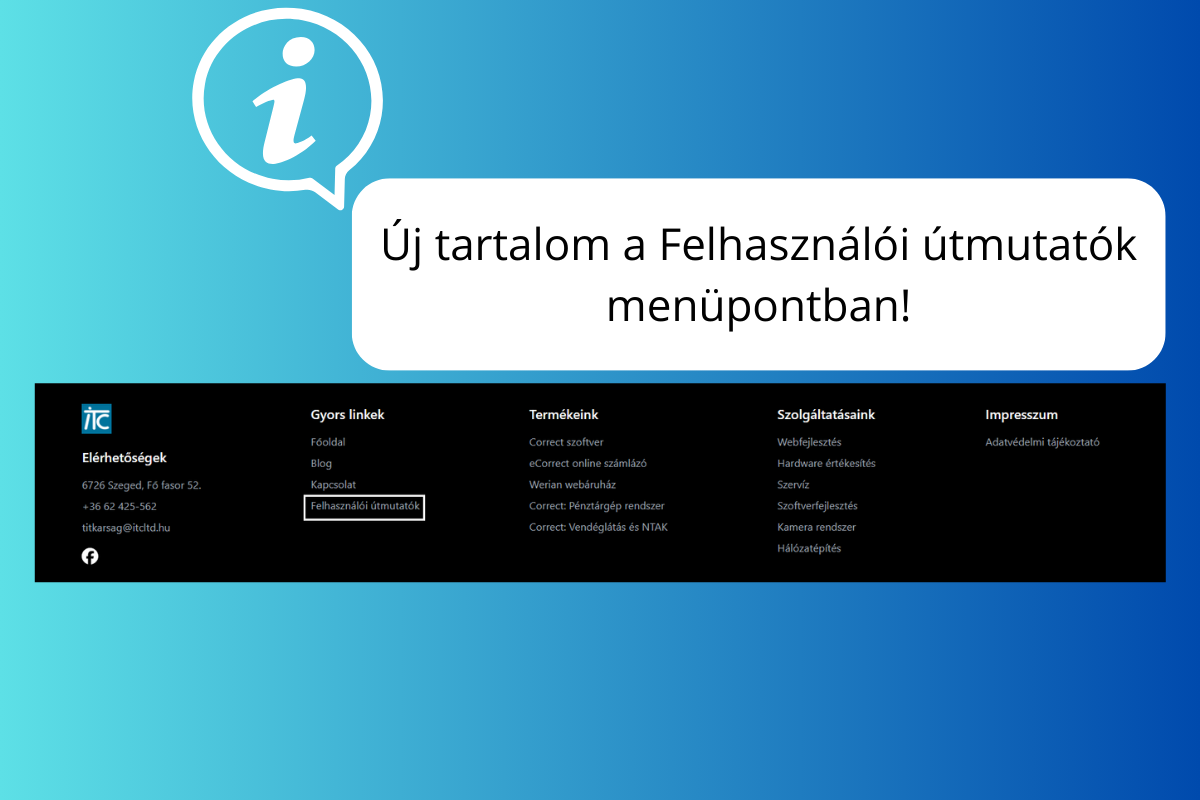 Új dokumentumok a Felhasználói útmutatók menüpontban